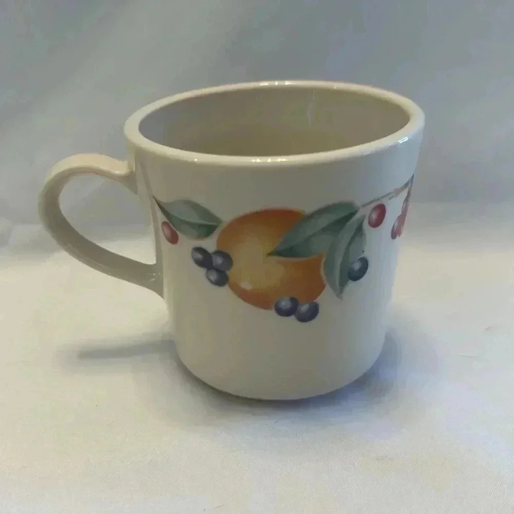 Set of 8 Vintage Corningware Corelle Abundance Fruit Mugs Coffee Cups - Picture 3 of 6